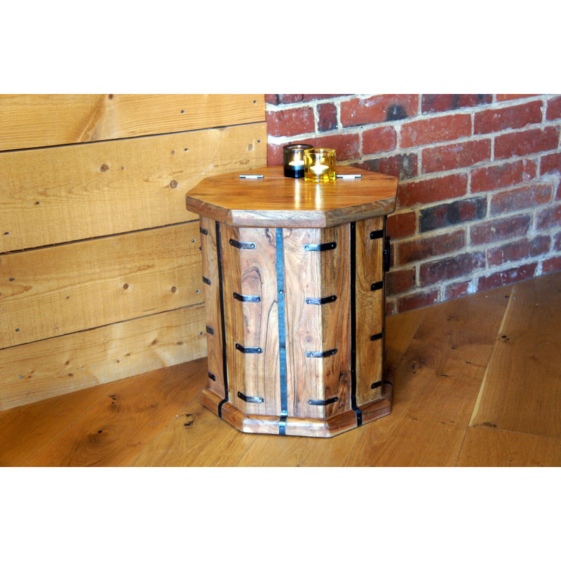 Themis Solid Wood Drum End Table