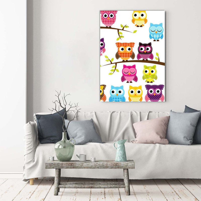 Colourful Owls - Wrapped Canvas Print