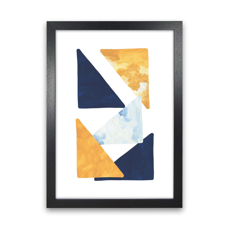Horizon Abstract Triangles by Pixy Paper - Print, 84cm H x 59.4cm W x 3cm D, Black Framed