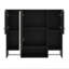 Armoire de rangement pour salle de bain au-dessus de la toilette, 35 po x 28 po, fixée au mur avec porte en miroir, tablette ouverte, compartiment latéral et barre à serviettes