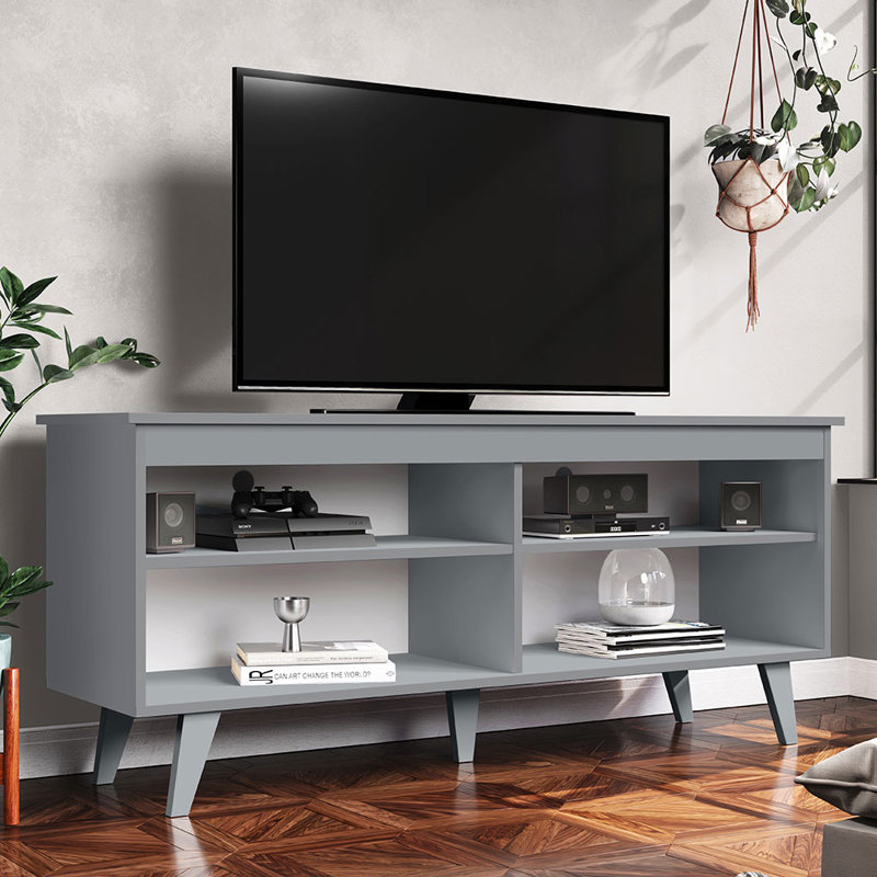 Harmie TV Stand Entertainment Center with 4 Shelves and Cable Management for 50, 55 Inch Media Storage Living Room and Bedroom Modern Wooden Television Media Console
