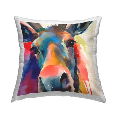 Abstract Hued Deer Outdoor Printed Pillow by Walker Noble