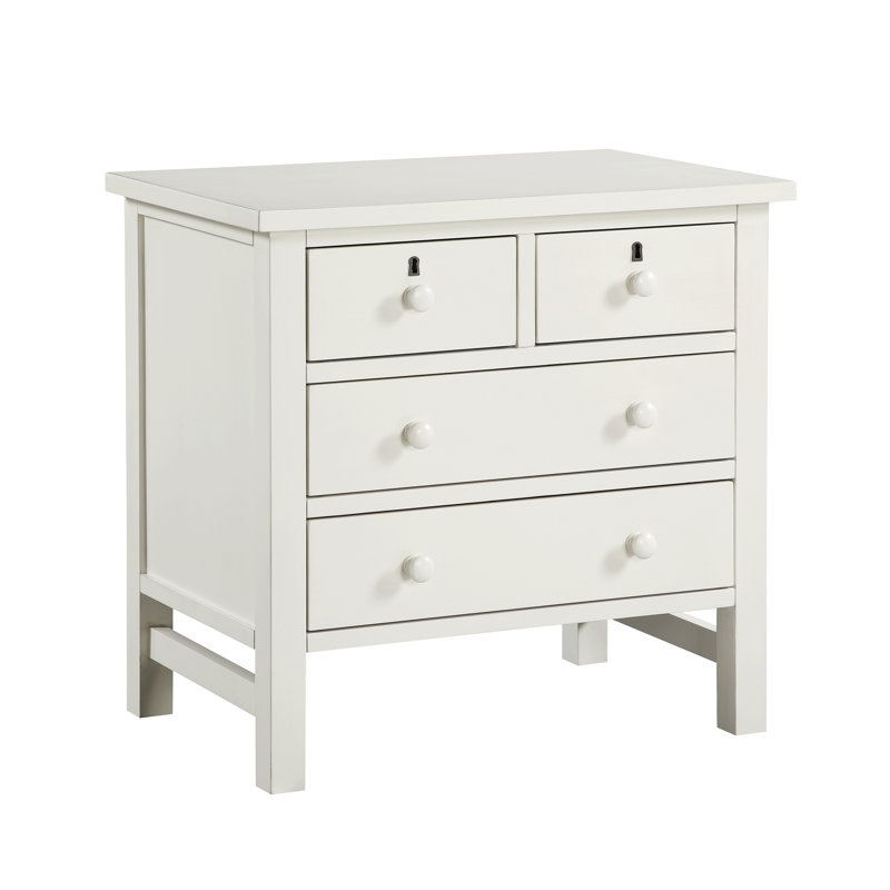 Table de chevet avec 4 tiroirs de rangement Georgina - Blanc antique, Blanc antique