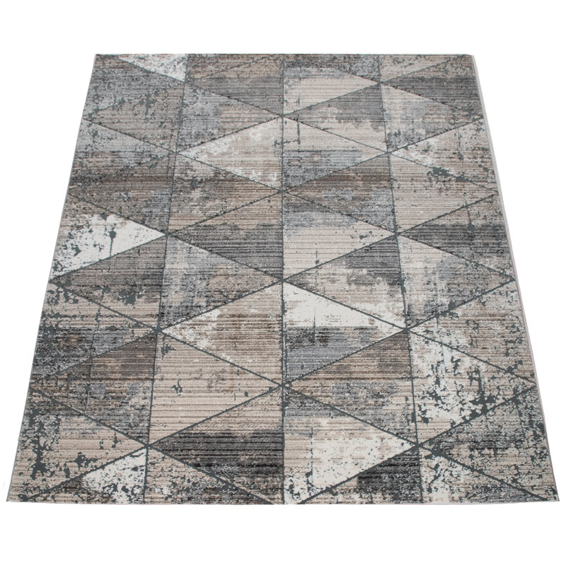 Tapis gris à motif géométrique Kabat, Rectangle 7 pi 10 po x 11 pi 2 po