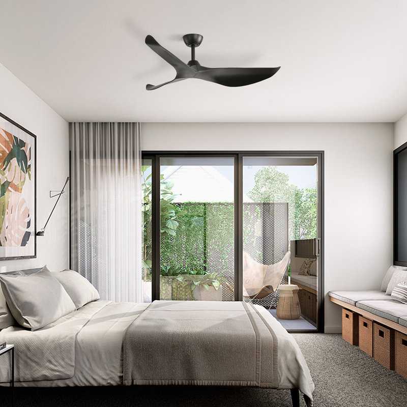 Kemp 52" W Propeller Ceiling Fan, Black
