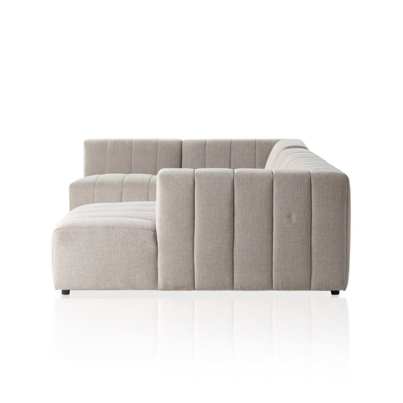 Langham 157" Wide Symmetrical Modular Sectional, Right Hand Facing, Gray Polyester