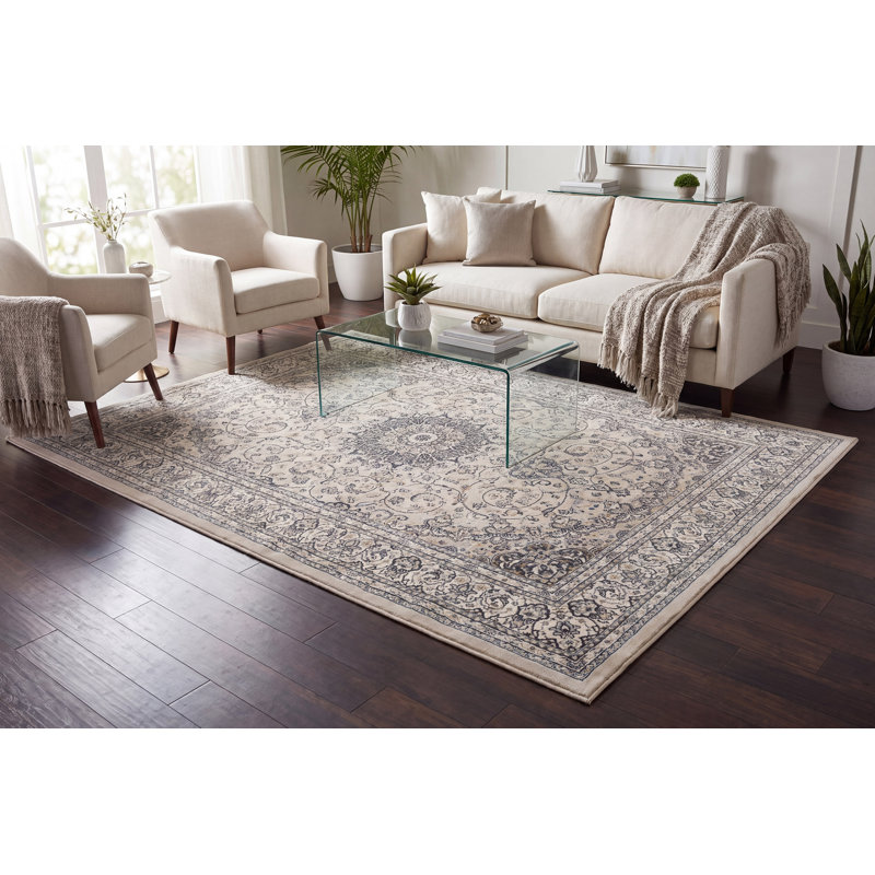 Tapis oriental crème / gris Attell Attell, Rectangle 9 pi 2 po x 12 pi 10 po