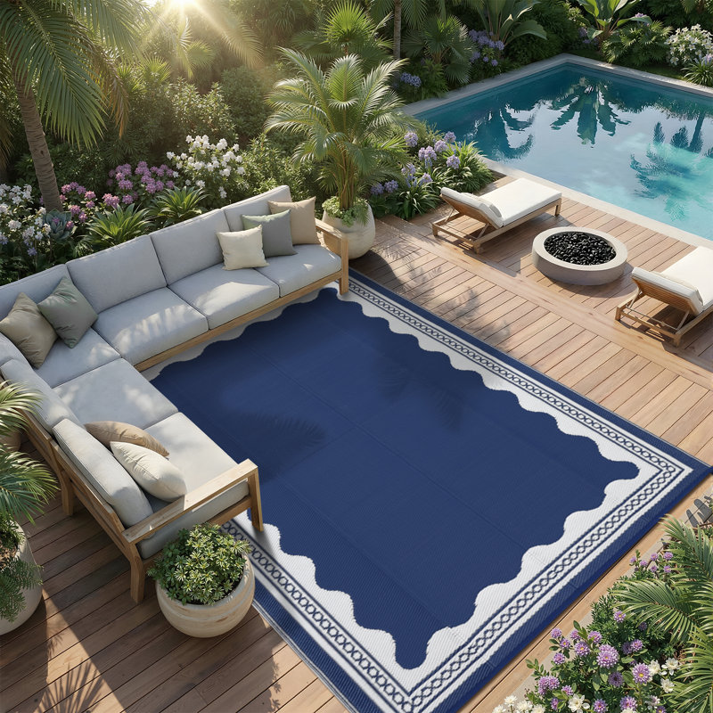 Tapis bordeaux réversible, facile à nettoyer, imperméable et résistant aux rayons UV, Tapis de couloir de 10 pi x 20 pi