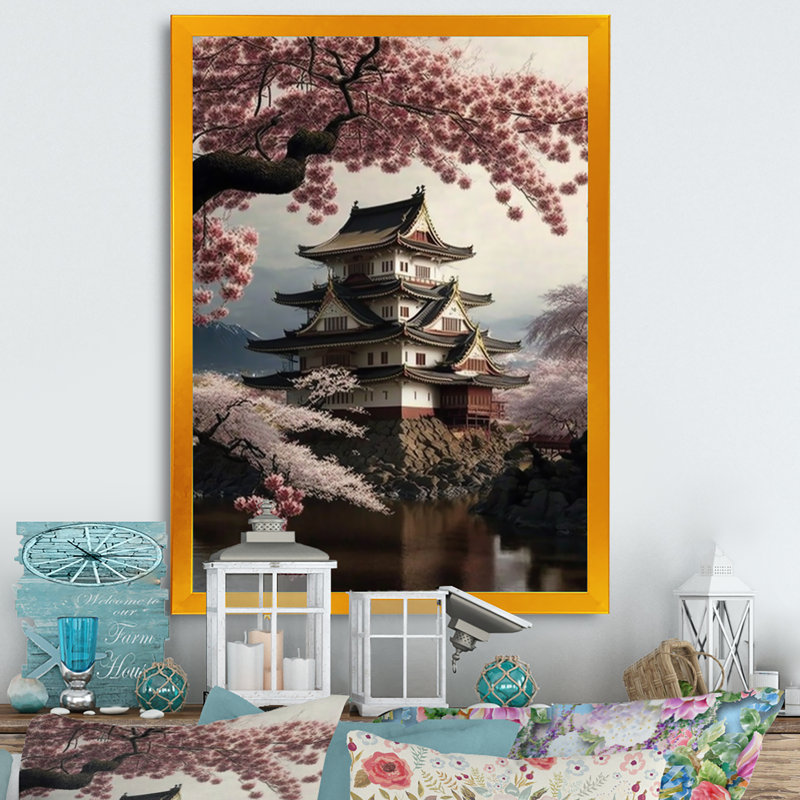 «Cherry Blossums in City I», reproduction sur toile, H 32 po x l 16 po x P 1 po, Impression dorée sur toile encadrée