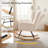 Rocking Chair, Teddy Upholstered Glider Accent Chair with High Backrest, Rocker Armchair with Side Pocket-1136162940