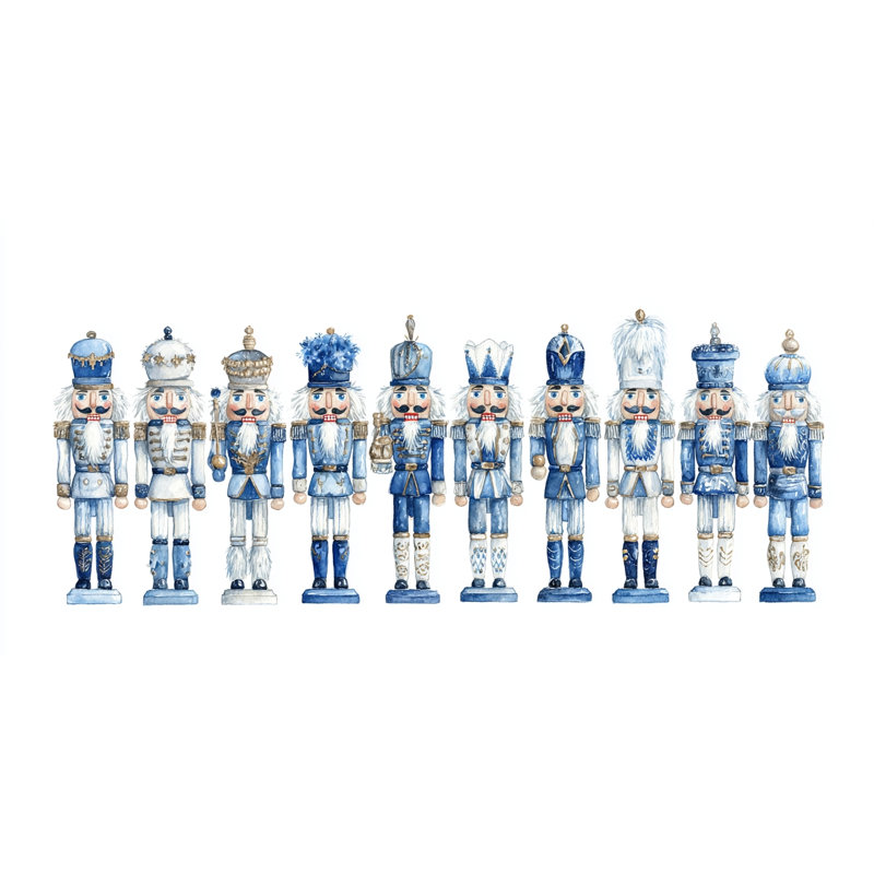 «Blue Nutcracker Parade», art mural sur toile tendue, 24 po x 48 po