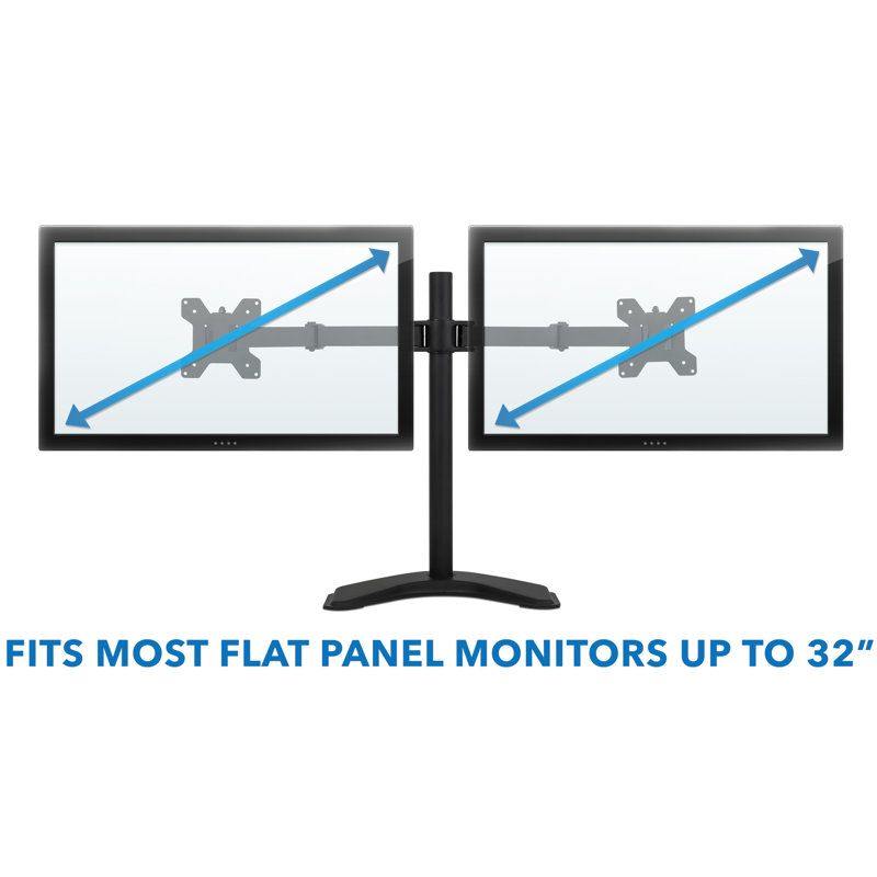 Black Dual Monitor Desk Mount with Adjustable Arms