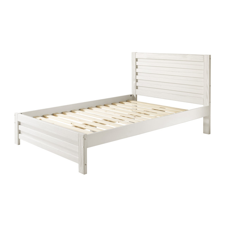 Esser Solid Wood Kids Platform Bed with Slat Kit, White Mist, Full
