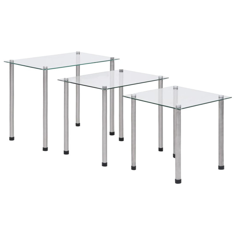 Letona Glass Top Nesting Tables, Transparent