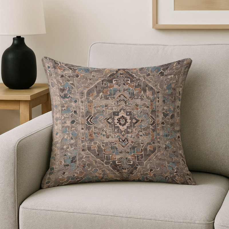 Coussin décoratif intérieur et extérieur Modern, Gris oriental gris 4, Carré 20 po