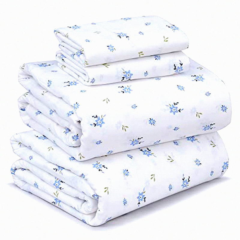 CrispCool Queen Size Cotton Sheets - Breathable Percale Sheet Set with Deep Pocket - Durable Floral Bedding - 4 Piece Set for Queen Bed