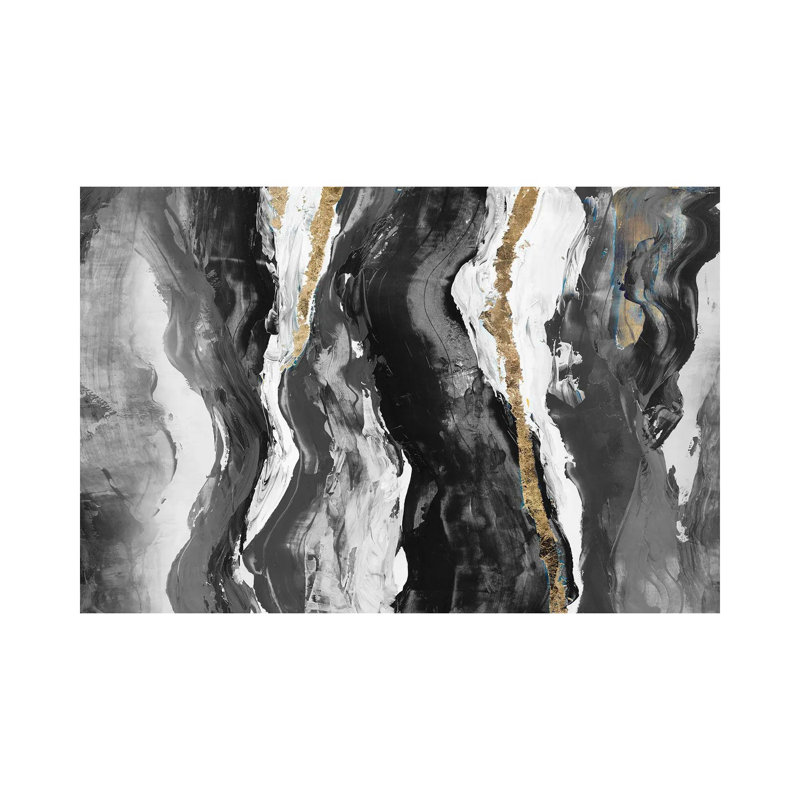 Effectus II, 26" H x 40" W, Black/White/Gold
