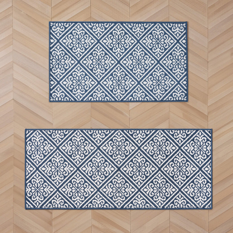 Laura Ashley Austell Two-Tone All Loop Tufted Rugs, Blue