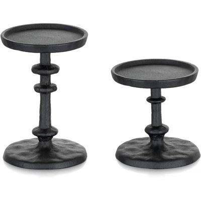 Black Cylindrical Candlestick: Solid Cast Iron Candlestick, Suitable For 3-Inch Cylindrical Candles - Hand-Hammered Candlestick, Suitable For Thanksgiving, Christmas, And Mantel Decoration