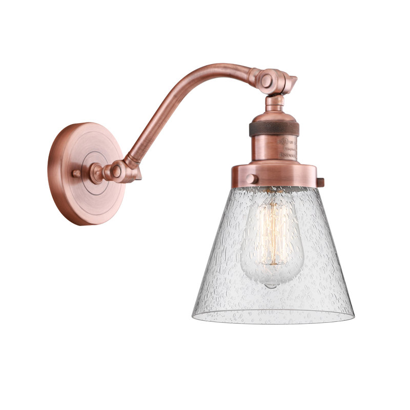 Applique murale 1 lumière Cone, Ampoule à DEL rétro de 6 watts, Grainé, Cuivre antique