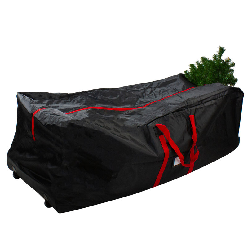 Coffre de rangement à roulettes noir de 147 cm pour sapins de Noël artificiels de 2,74 m