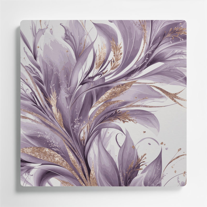Abstrait floral 27, art mural en métal beige, H 16 po x l 16 po