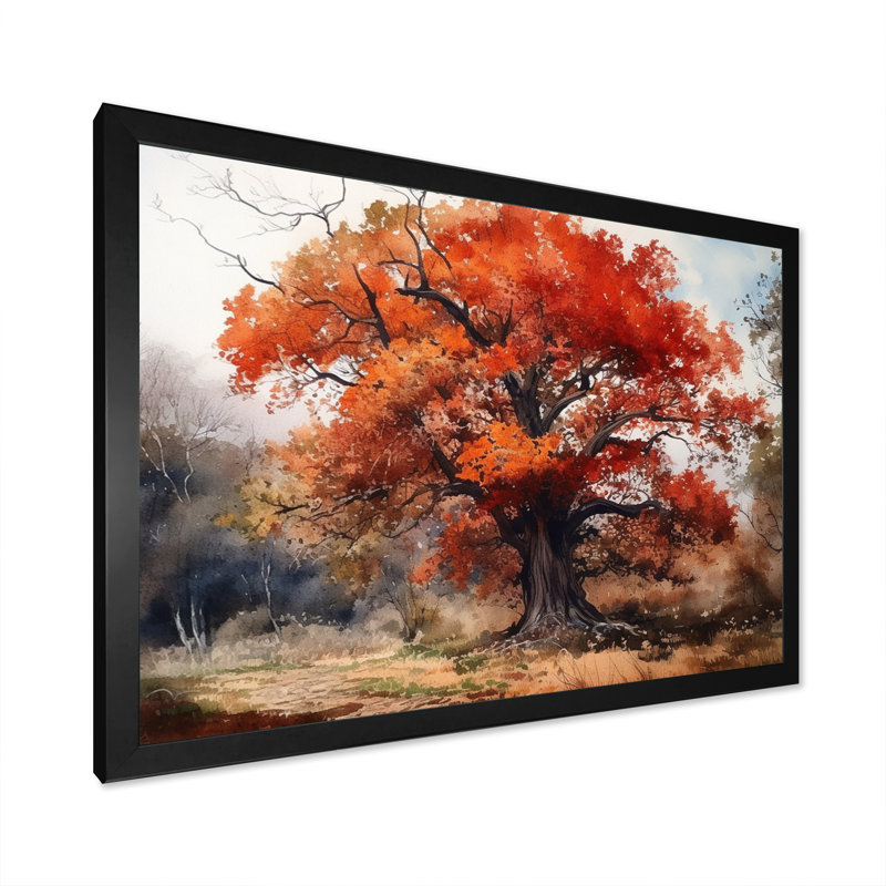 «Keneilwe Fall Foliage Tree In The Woods I», reproduction sur toile, Cadre photo noir, H 12 po x l 20 po x P 1 po