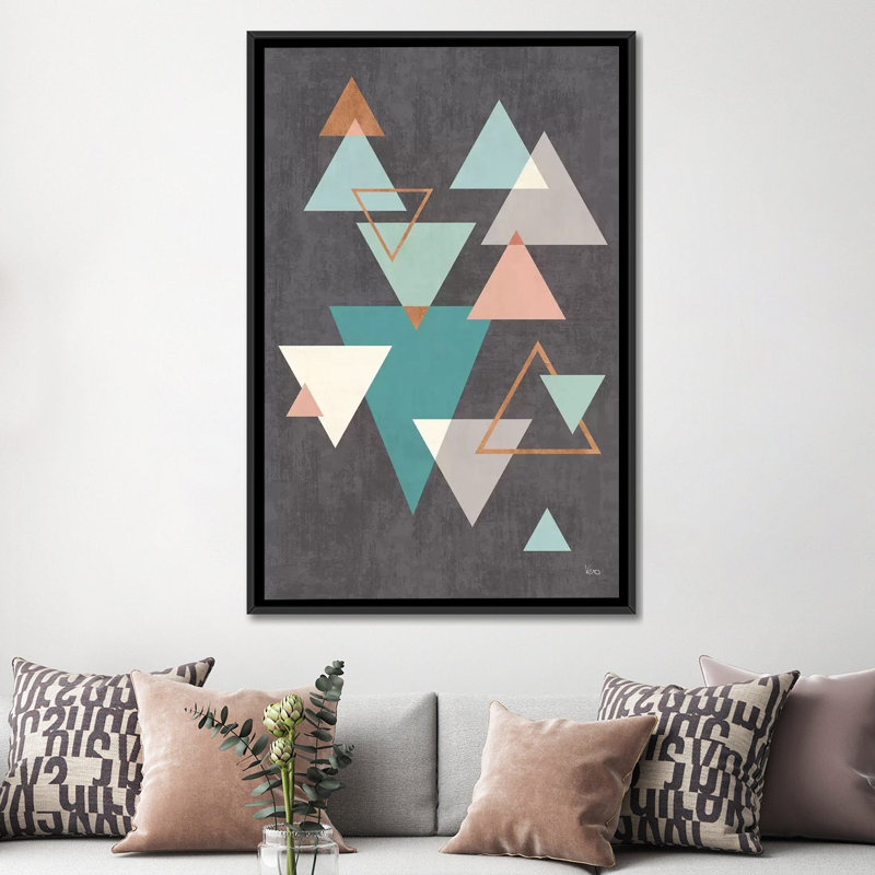 «Abstract Geo II Black», impression sur toile, H 26 po x l 18 po x P 1,5 po, Toile encadrée noire, Pas de tapis