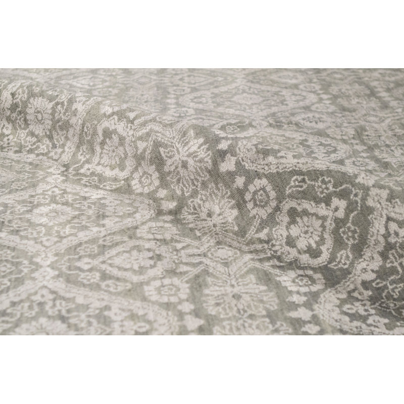 Wool Moroccan Area Rug in Light Gray/Silver