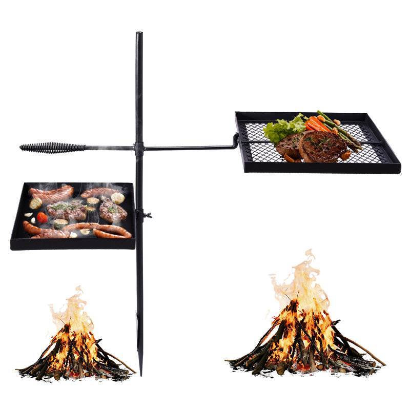 Grille de camping portative pivotante pour barbecue