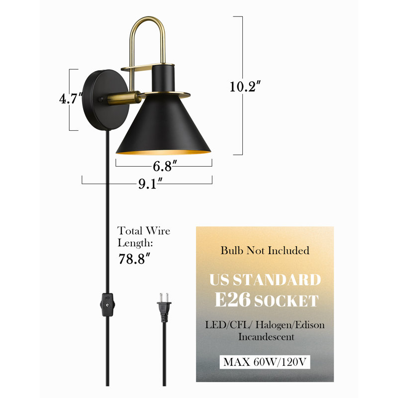 Niamarie Plug-in Armed Sconce