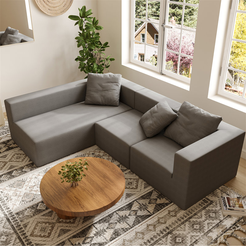 Canapé modulaire en forme de L Boneless, Gris
