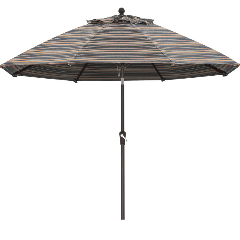 Parasol de marché en oléfine 9 'avec inclinaison et manivelle, Rayure braise