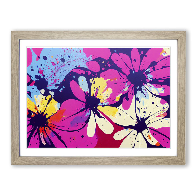 Unbelievable Flower Splash Abstract - Framed Print, 25cm H x 34cm W x 2cm D, Oak