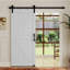 Porte de grange en forme de K en L 30 po x l 84 po en MDF blanc avec quincaillerie complète (comprend l'ensemble de glissières et la poignée de porte)-120928325-122528717