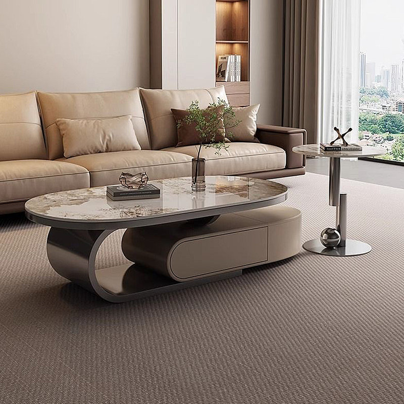 Ensemble de tables basses en pierre italienne, H 19,69 po x L 74,81 po x l 31,5 po