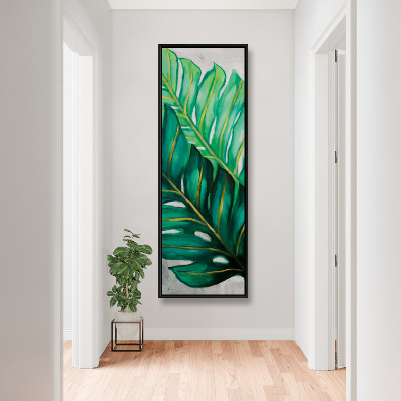 Three Big Exotic Plant Leaves - Art mural sur toile botanique, H 61,25 po x l 21,25 po