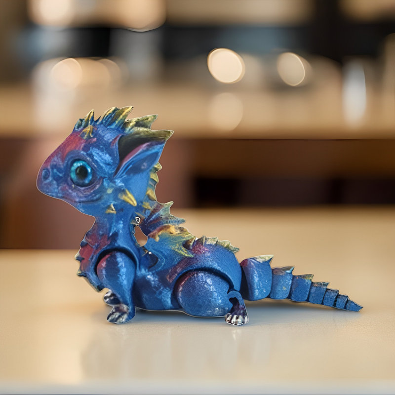 Figurine de dragon 3D l 5,75 po, H 4 po x l 5,75 po x P 3 po, Bleu très foncé