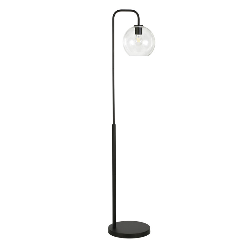 Chaynce 62.5'' Arched Floor Lamp, Clear, Blackened Bronze