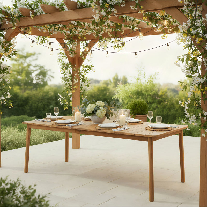 Table de salle à manger d'extérieur en bois d'acacia de L 79 po