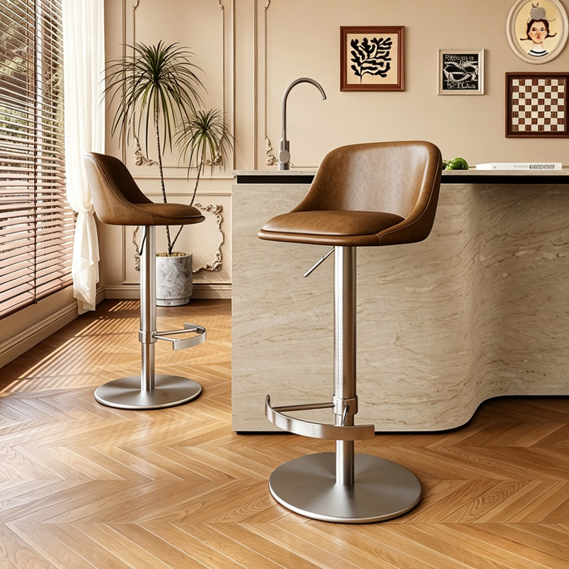 Chaise d'appoint à dossier brun et argent massif (ensemble de 2)