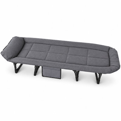 AORAN 70.9-inch Adjustable Folding Camping Cot with Integrated Headrest, 450 lb Capacity, Gray