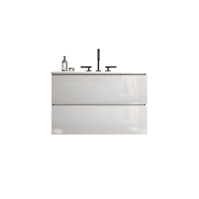 Meuble-lavabo mural de 30 po avec lavabo en céramique TIA et trois trous de robinet TIA
