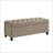 Elegant Linen Upholstered Tufted Button Storage Bench with Spindle Wooden Legs, Perfect for Entryways and Bedrooms-390524508