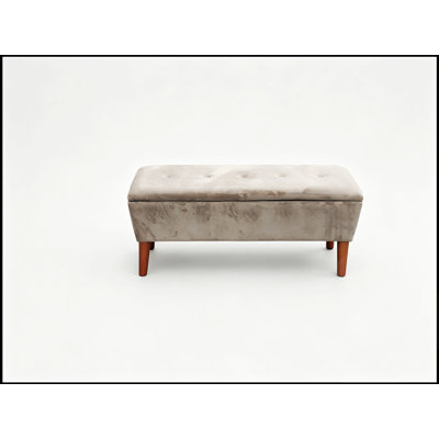 Banc ottoman rectangulaire en lin de 107 cm (42 pouces), repose-pieds bas moderne avec pieds fuselés en bois massif, meuble polyvalent pour entrée et chambre.