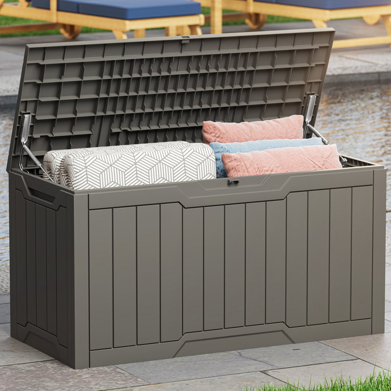 Balconera Water Resistant Resin Lockable Deck Box, 100, Cream