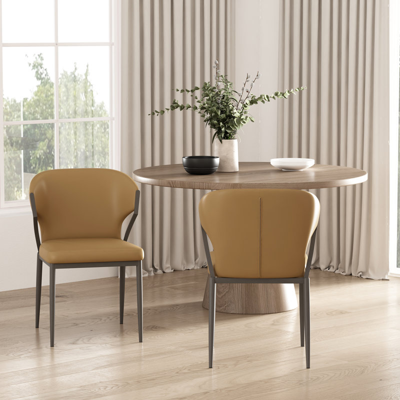 Chaise rembourrée en cuir brun clair Kirsten, Chameau