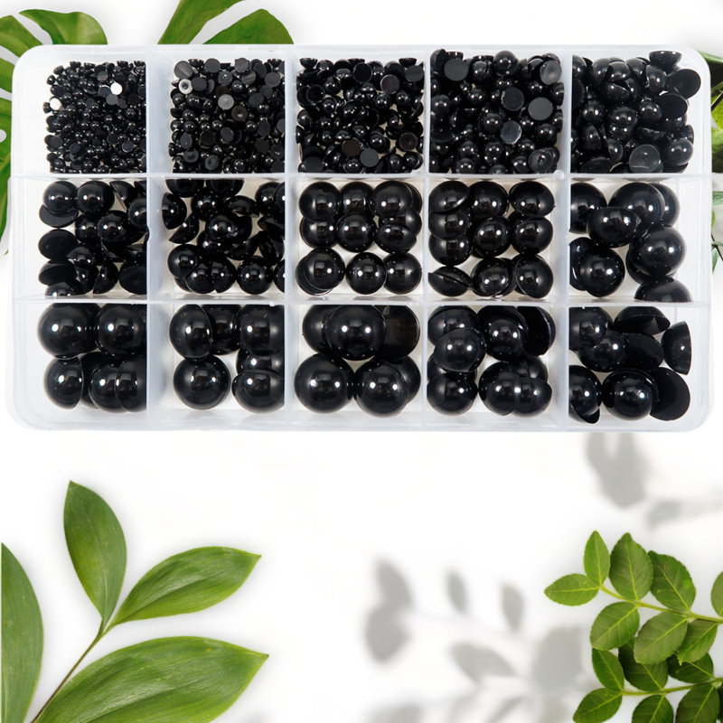 830pcs Plastic Round Flatback Buttons 3mm-16mm