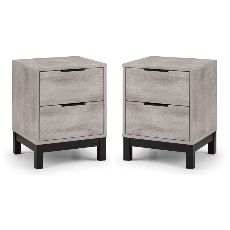 Yonkers 45cm W Manufactured Wood Bedside Table, Grey