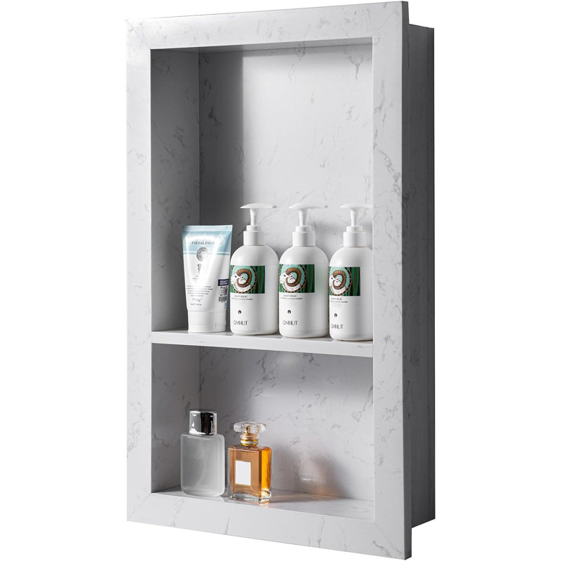 Étagère murale de salle de bain en marbre gris clair 14 po x 23 po Niche, Ivoire